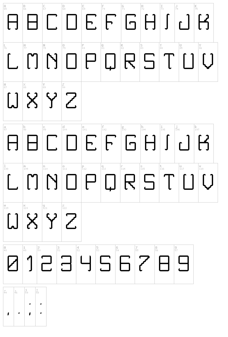 Noxtrey Auf TFB font map